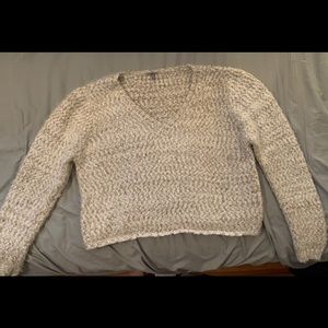 Tan and White Cropped Sweater